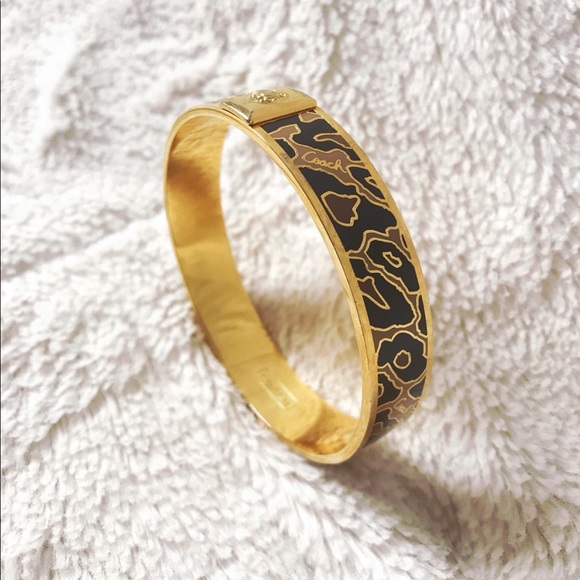 Coach Animal Print Gold Mutli-Brown Bangle - Picture 3 of 7